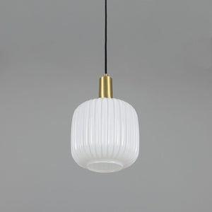 Nahla Reeded Glass and Brass Pendant Clear or Opal 20cm IP20 - View 3