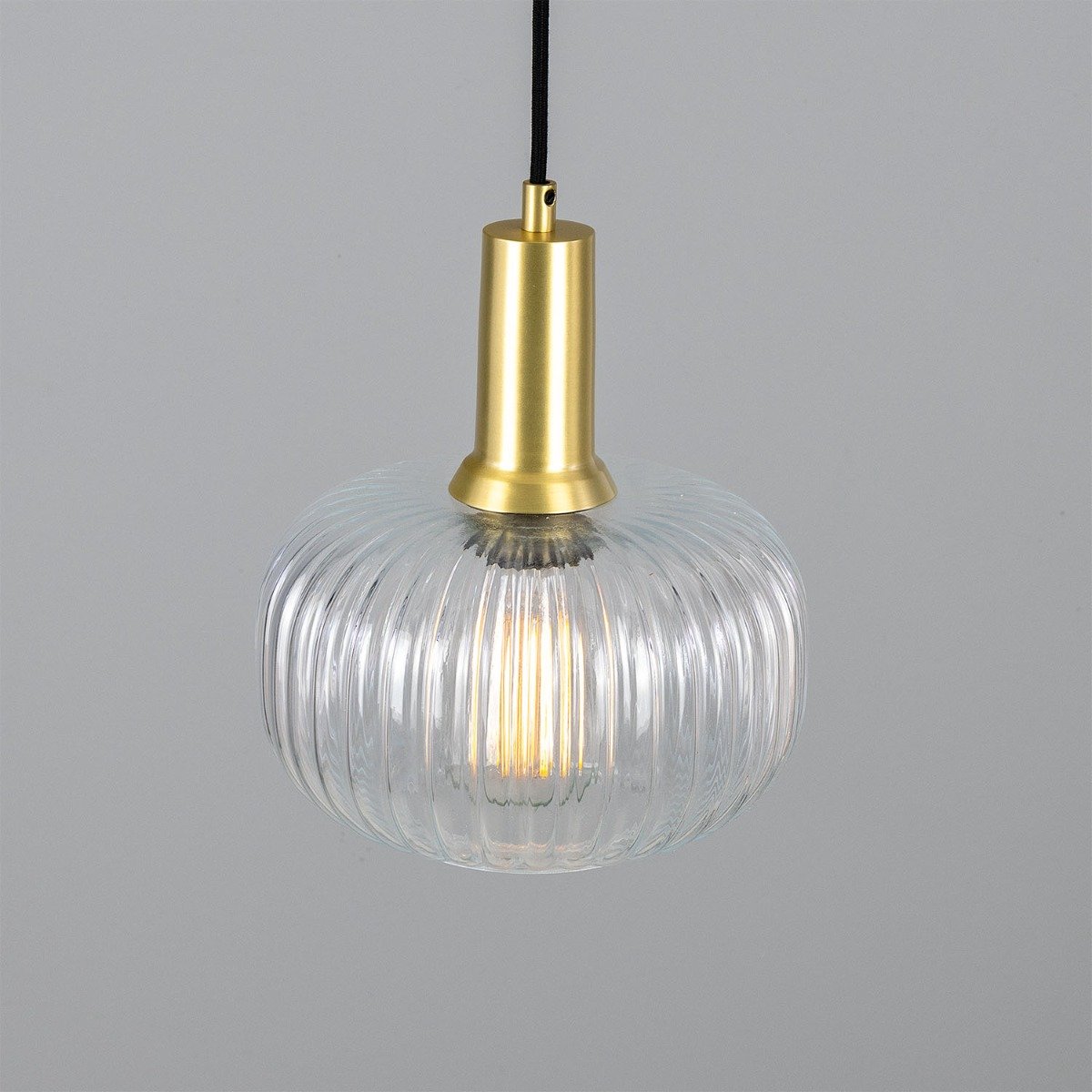 Nehir Reeded Glass and Brass Pendant 20cm - View 14