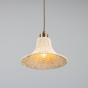 Savannah Small Bell-Shaped Rattan Pendant Light 24cm - View 8