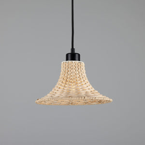 Savannah Small Bell-Shaped Rattan Pendant Light 24cm - View 15