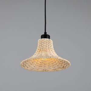 Savannah Small Bell-Shaped Rattan Pendant Light 24cm - View 17