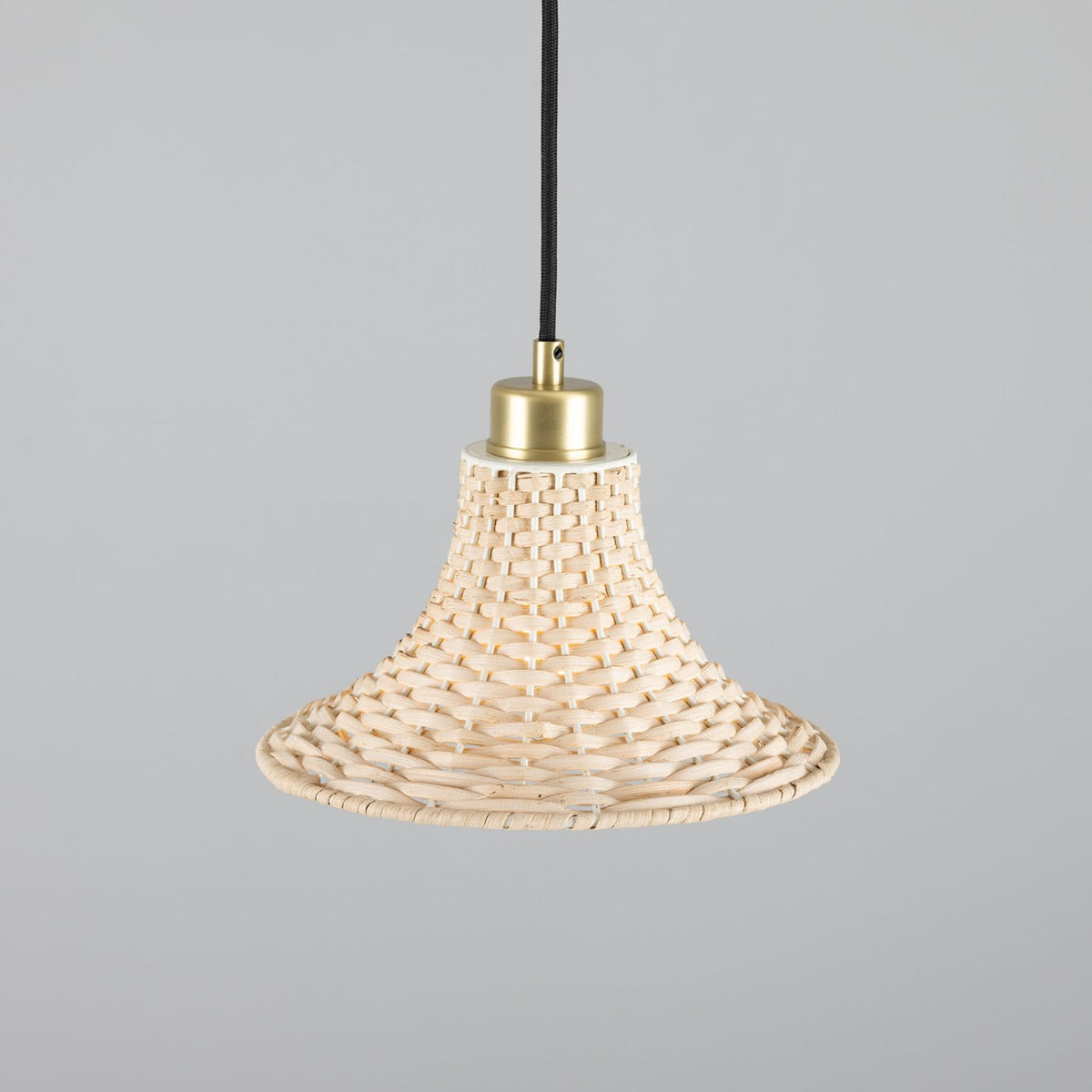 Savannah Small Bell-Shaped Rattan Pendant Light 24cm - View 2