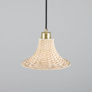 Savannah Small Bell-Shaped Rattan Pendant Light 24cm - View 2