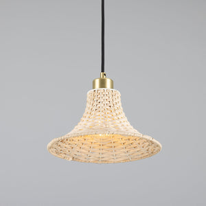 Savannah Small Bell-Shaped Rattan Pendant Light 24cm - View 3