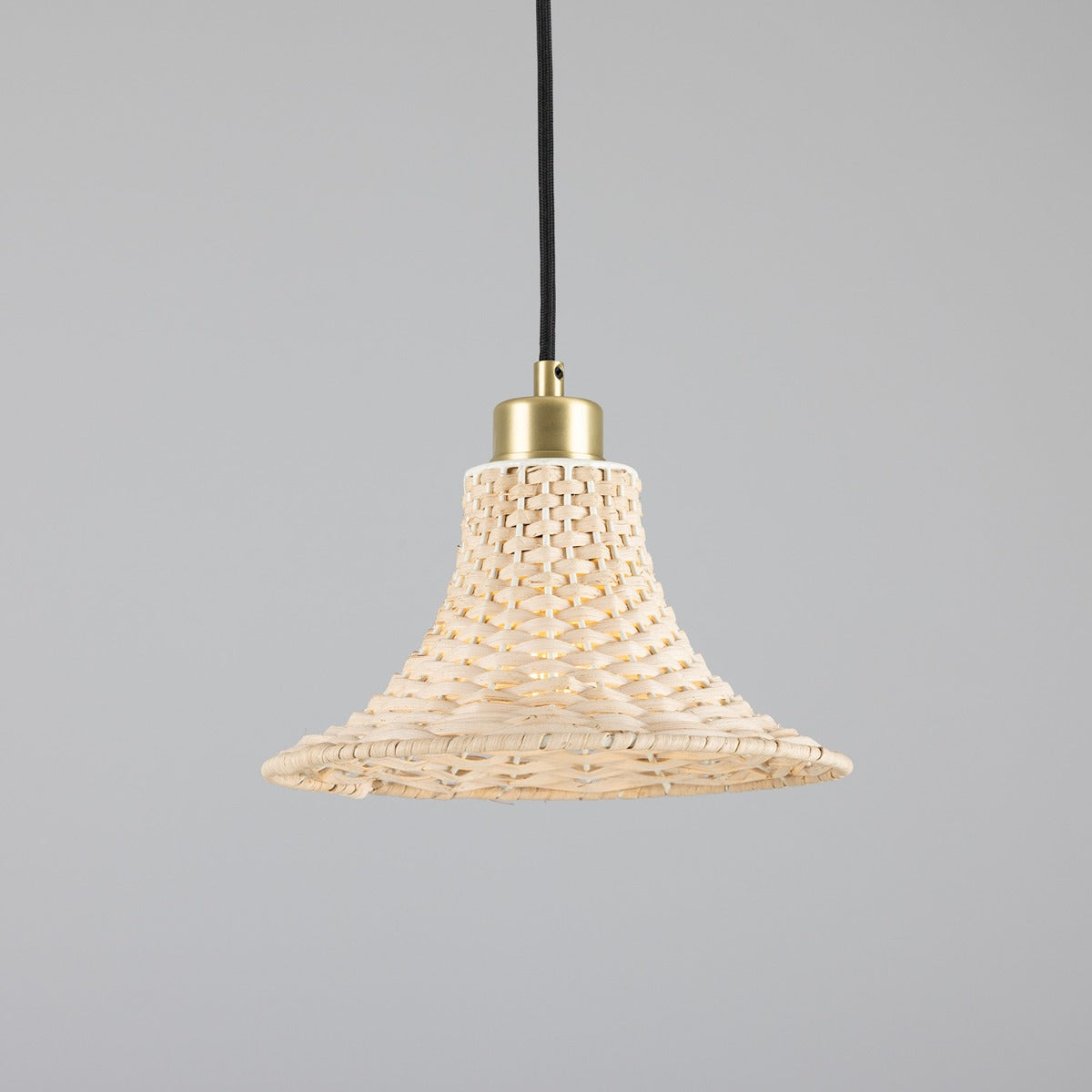 Savannah Small Bell-Shaped Rattan Pendant Light 24cm - Main View