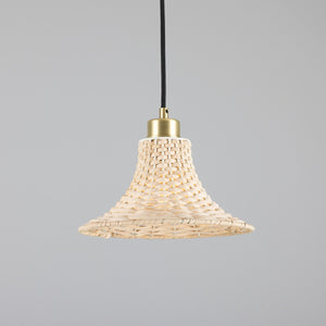 Savannah Small Bell-Shaped Rattan Pendant Light 24cm - Main View