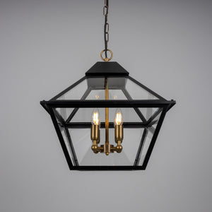 Bilbao Tapered Hanging Brass Pendant Lantern 43cm IP20 - Main View
