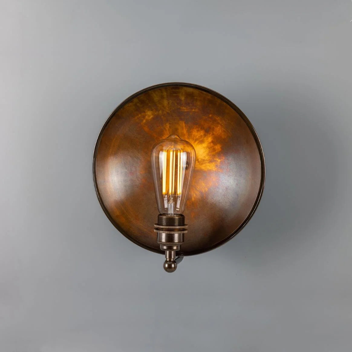Chulainn Industrial Brass Dish Wall Light 25cm IP20 - Subtle Wear