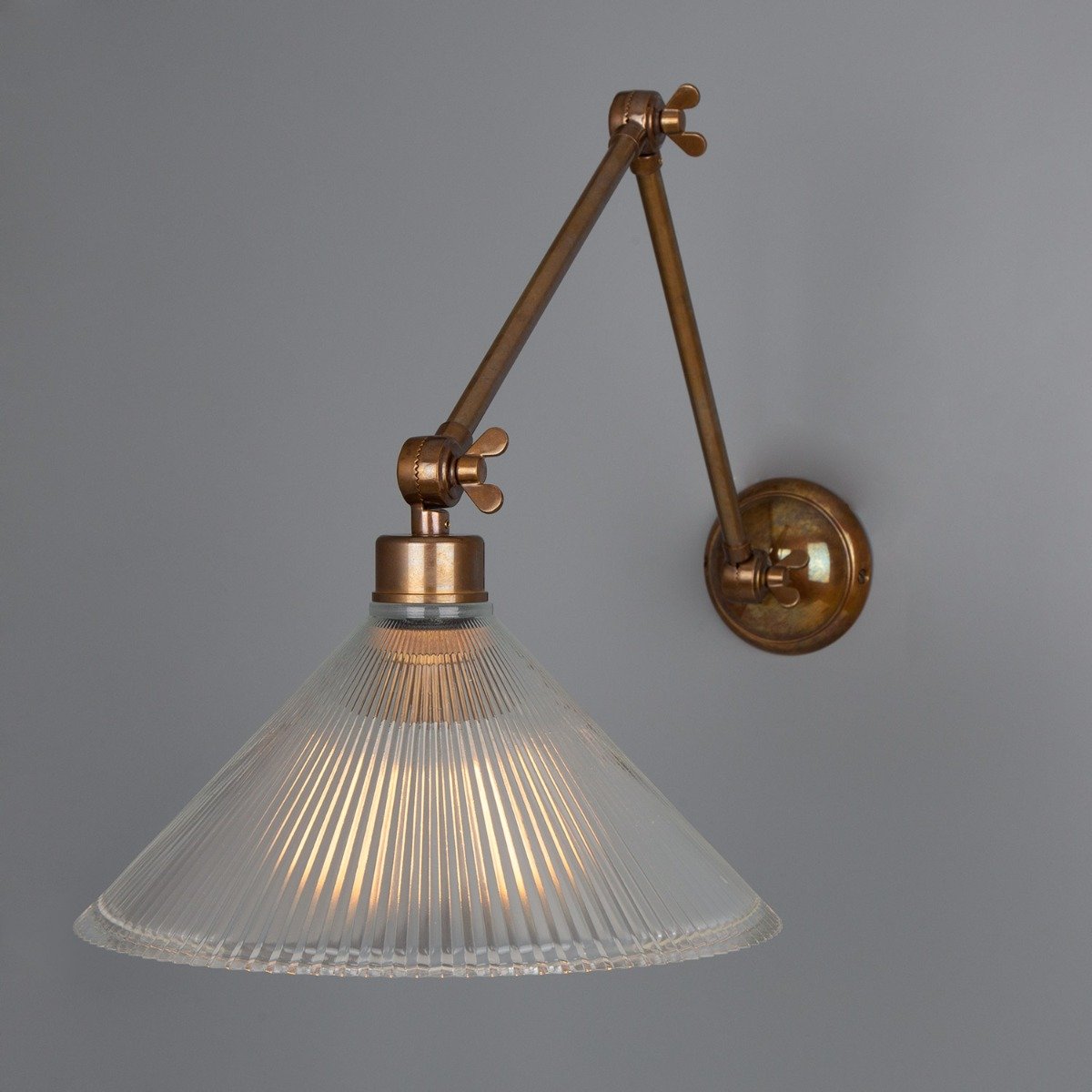 Rebell Adjustable Arm Wall Light with Prismatic Glass Shade - View 7