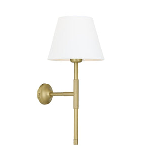 Tenby Modern Brass Wall Light with Fabric Shade 44cm IP20 - View 2