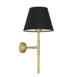Tenby Modern Brass Wall Light with Fabric Shade 44cm IP20 - Main View