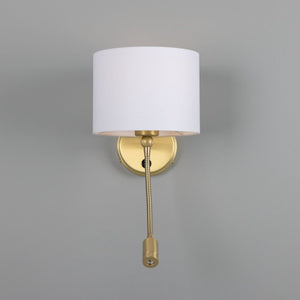 Longford Brass Wall Light with Reading Spotlight 20cm IP20 - View 2