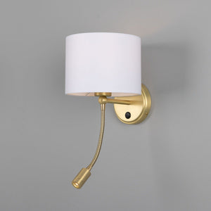 Longford Brass Wall Light with Reading Spotlight 20cm IP20 - Main View