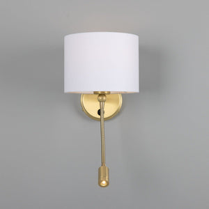 Longford Brass Wall Light with Reading Spotlight 20cm IP20 - View 3