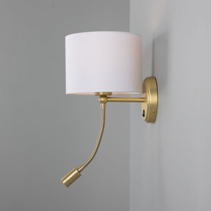 Longford Brass Wall Light with Reading Spotlight 20cm IP20 - View 4