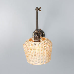 Manila Adjustable Arm Wall Light with Small Rattan Shade - View 8