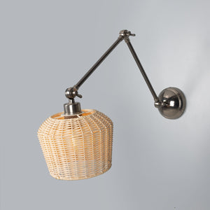 Manila Adjustable Arm Wall Light with Small Rattan Shade - View 11