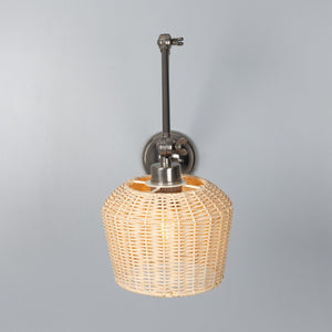 Manila Adjustable Arm Wall Light with Small Rattan Shade - View 12