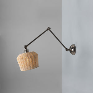 Manila Adjustable Arm Wall Light with Small Rattan Shade - View 13