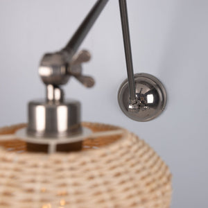 Manila Adjustable Arm Wall Light with Small Rattan Shade - View 14