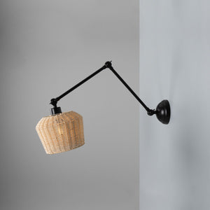 Manila Adjustable Arm Wall Light with Small Rattan Shade - View 21