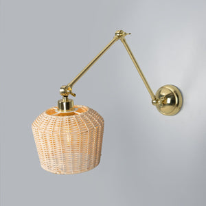 Manila Adjustable Arm Wall Light with Small Rattan Shade - View 15