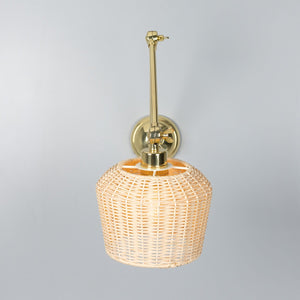 Manila Adjustable Arm Wall Light with Small Rattan Shade - View 16