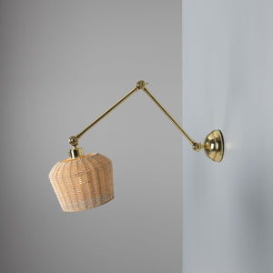 Manila Adjustable Arm Wall Light with Small Rattan Shade - View 17