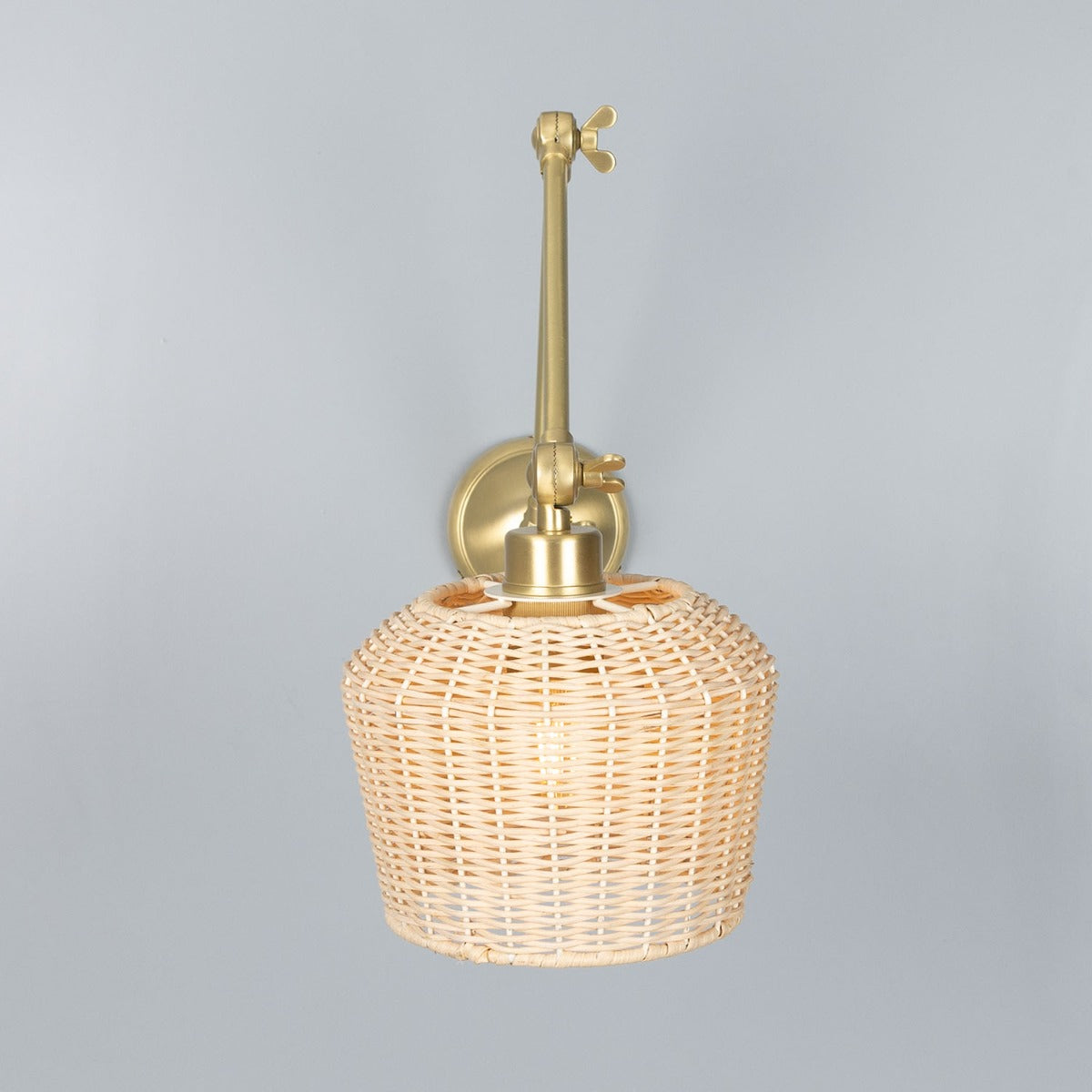 Manila Adjustable Arm Wall Light with Small Rattan Shade - View 2