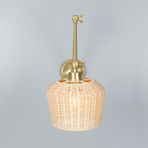 Manila Adjustable Arm Wall Light with Small Rattan Shade - View 2