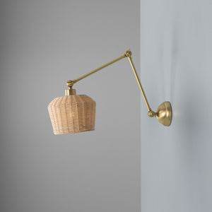 Manila Adjustable Arm Wall Light with Small Rattan Shade - View 4