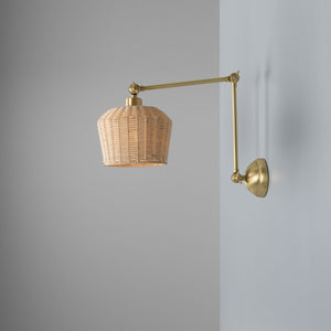 Manila Adjustable Arm Wall Light with Small Rattan Shade - View 5