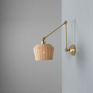Manila Adjustable Arm Wall Light with Small Rattan Shade - View 6
