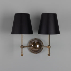Bursa Modern Brass Double Wall Light with Fabric Shades - View 6