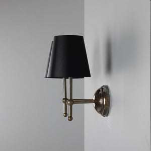 Bursa Modern Brass Double Wall Light with Fabric Shades - View 7