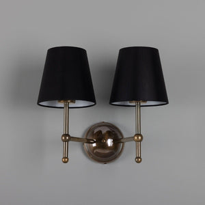 Bursa Modern Brass Double Wall Light with Fabric Shades - View 8