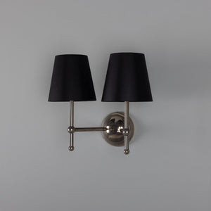 Bursa Modern Brass Double Wall Light with Fabric Shades - Main View
