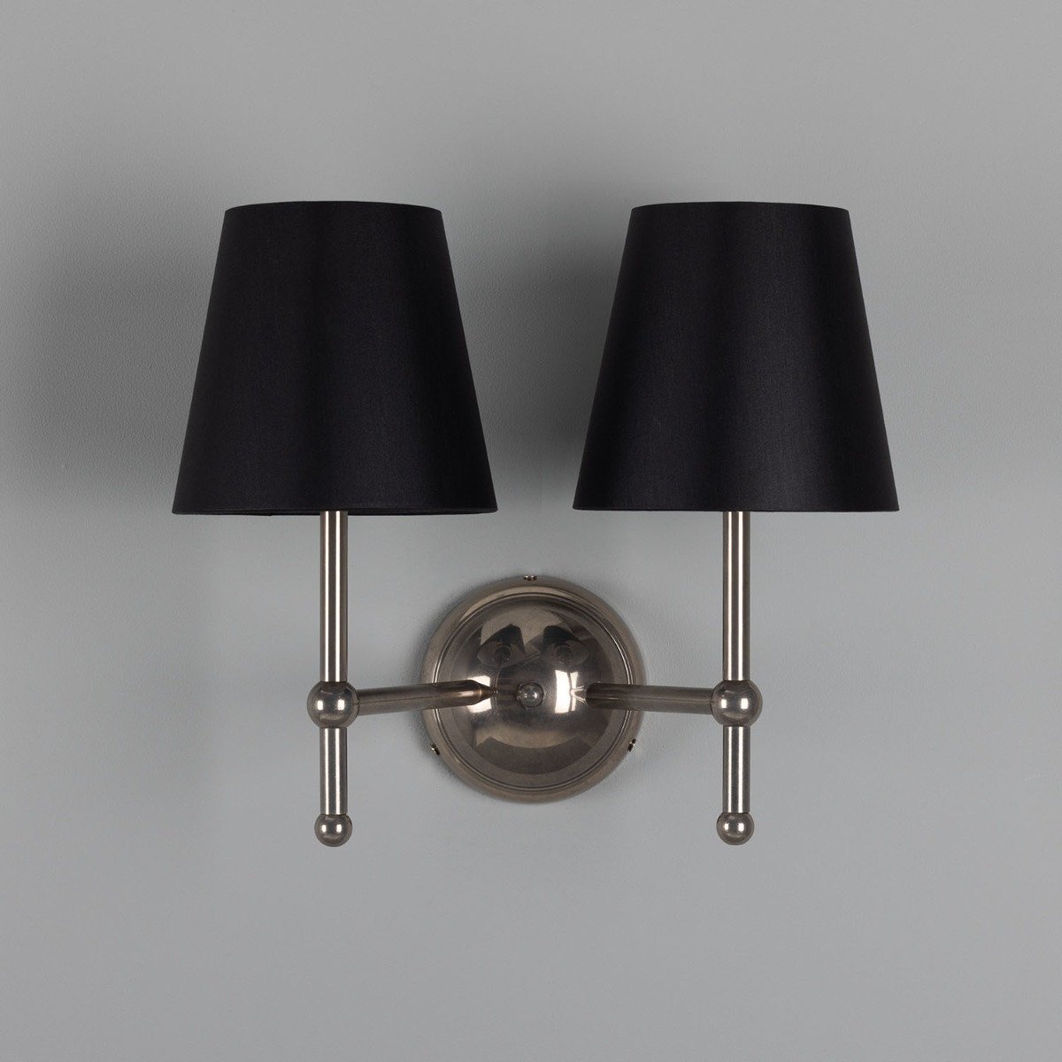 Bursa Modern Brass Double Wall Light with Fabric Shades - View 2