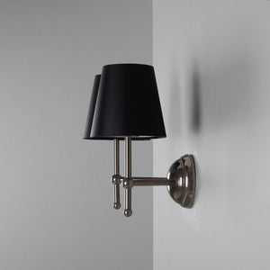 Bursa Modern Brass Double Wall Light with Fabric Shades - View 3