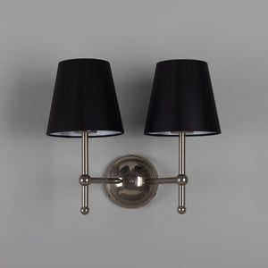 Bursa Modern Brass Double Wall Light with Fabric Shades - View 4