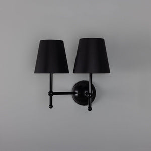 Bursa Modern Brass Double Wall Light with Fabric Shades - View 17