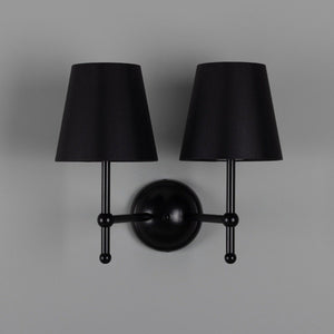 Bursa Modern Brass Double Wall Light with Fabric Shades - View 18