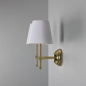 Bursa Modern Brass Double Wall Light with Fabric Shades - View 11