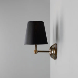 Busan Modern Brass Double Wall Light with Fabric Shades - View 7