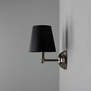 Busan Modern Brass Double Wall Light with Fabric Shades - View 11
