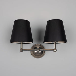 Busan Modern Brass Double Wall Light with Fabric Shades - View 12