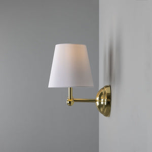 Busan Modern Brass Double Wall Light with Fabric Shades - View 15