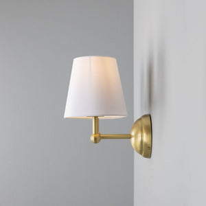 Busan Modern Brass Double Wall Light with Fabric Shades - View 3