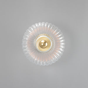 Neith Oval Reeded Glass and Brass Wall Light 30cm - View 6