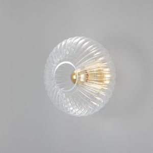 Neith Oval Reeded Glass and Brass Wall Light 30cm - View 7